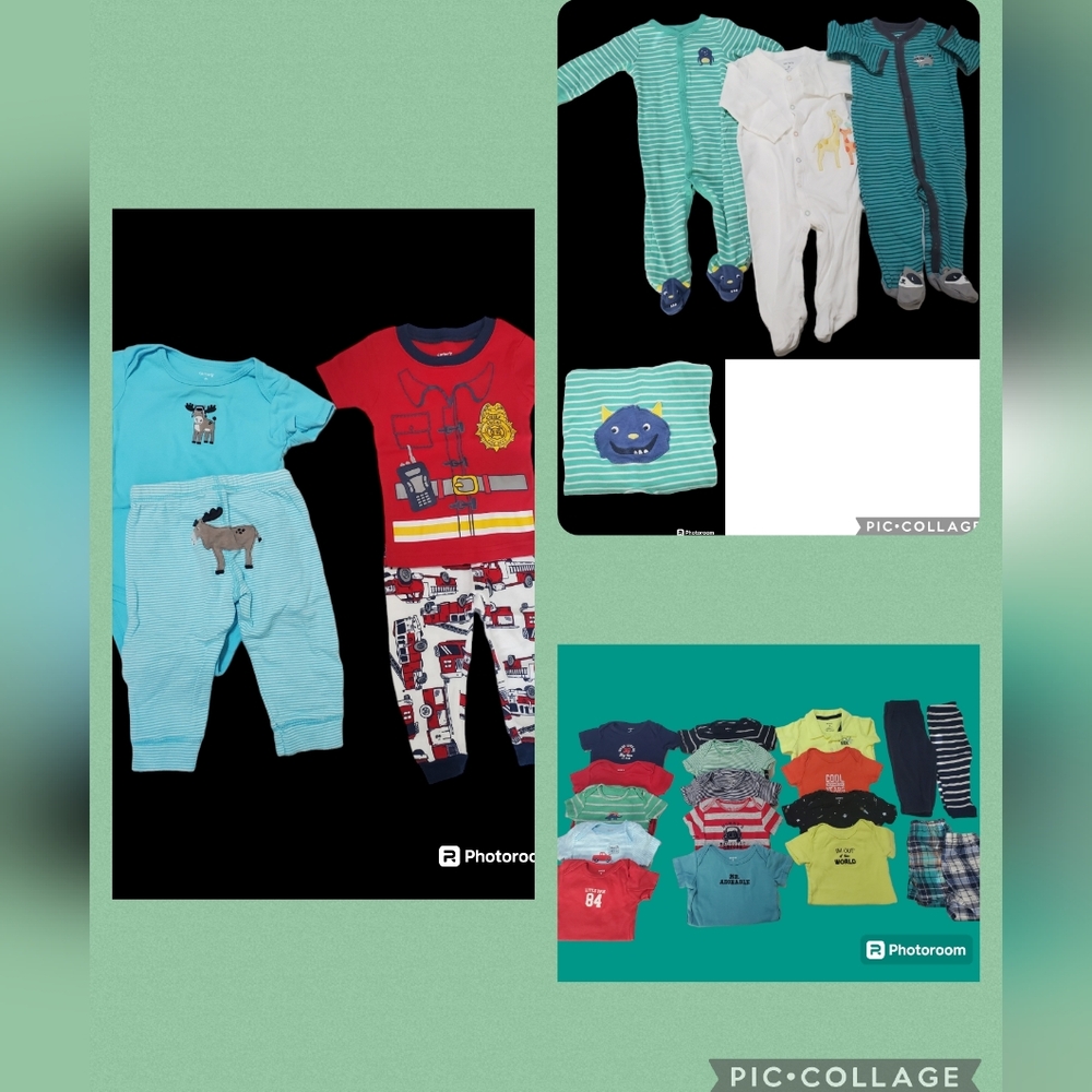 Baby Boys 9 month onesies, shorts, pjs, pants Carters